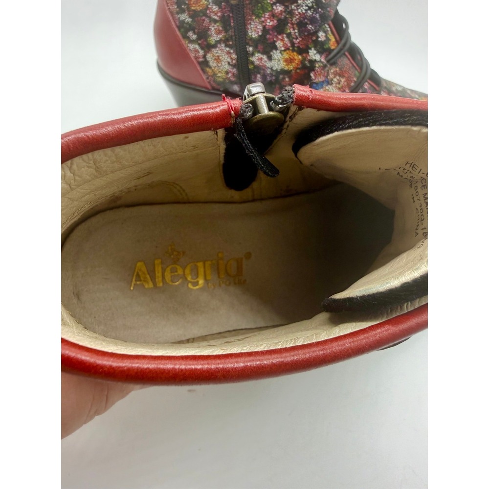 Alegria Heidi Ankle Boots 7 Women 37 Floral Leather Side Zip Comfort Shoes - Picture 6 of 7